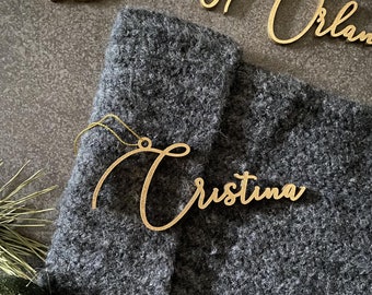 Christmas stocking stocking tag Christmas wood stocking tags Personalized Christmas gift tags with a loop  Present tags Name Ornament tags