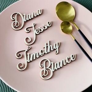 Wedding Place Card , Gold Place Name , Wooden Wedding Place Name , Wedding Place Setting , Custom Wedding place Cards