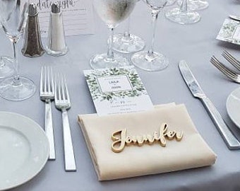 Laser cut name sign, Wooden name sign, Family name sign, Wedding place card, Laser cut wooden Names, Wedding table cards, Wedding name cards