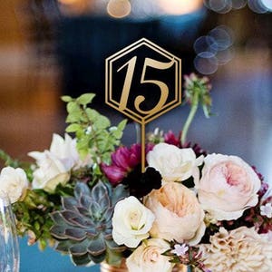 Gold Table Numbers , Hexagon Table Numbers