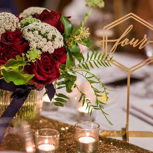 Hexagon table numbers. Wedding signs. Table numbers gold table numbers, Rustic signs. Table decoration. Numbers with base.Wood table numbers