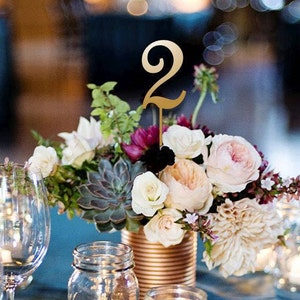 Gold Table Numbers for Wedding | Wedding Table Numbers | Fancy Wood Table Numbers | Laser Cut Table Numbers Without  Base
