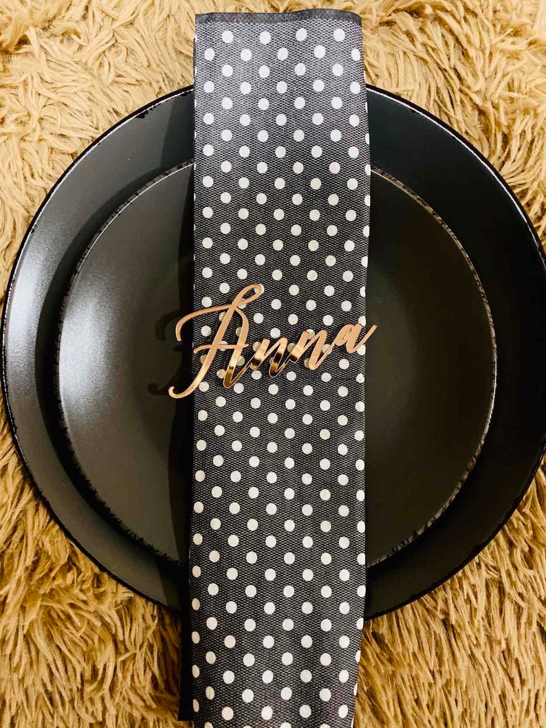 Rose gold mirror acrylic personalized wedding laser cut name place cards for guests for wedding or party table place name card