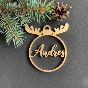 Reindeer Christmas ornament Reindeer Christmas decor Wood reindeer Christmas Tree ornament Custom reindeer gift tag Wooden reindeer baubles