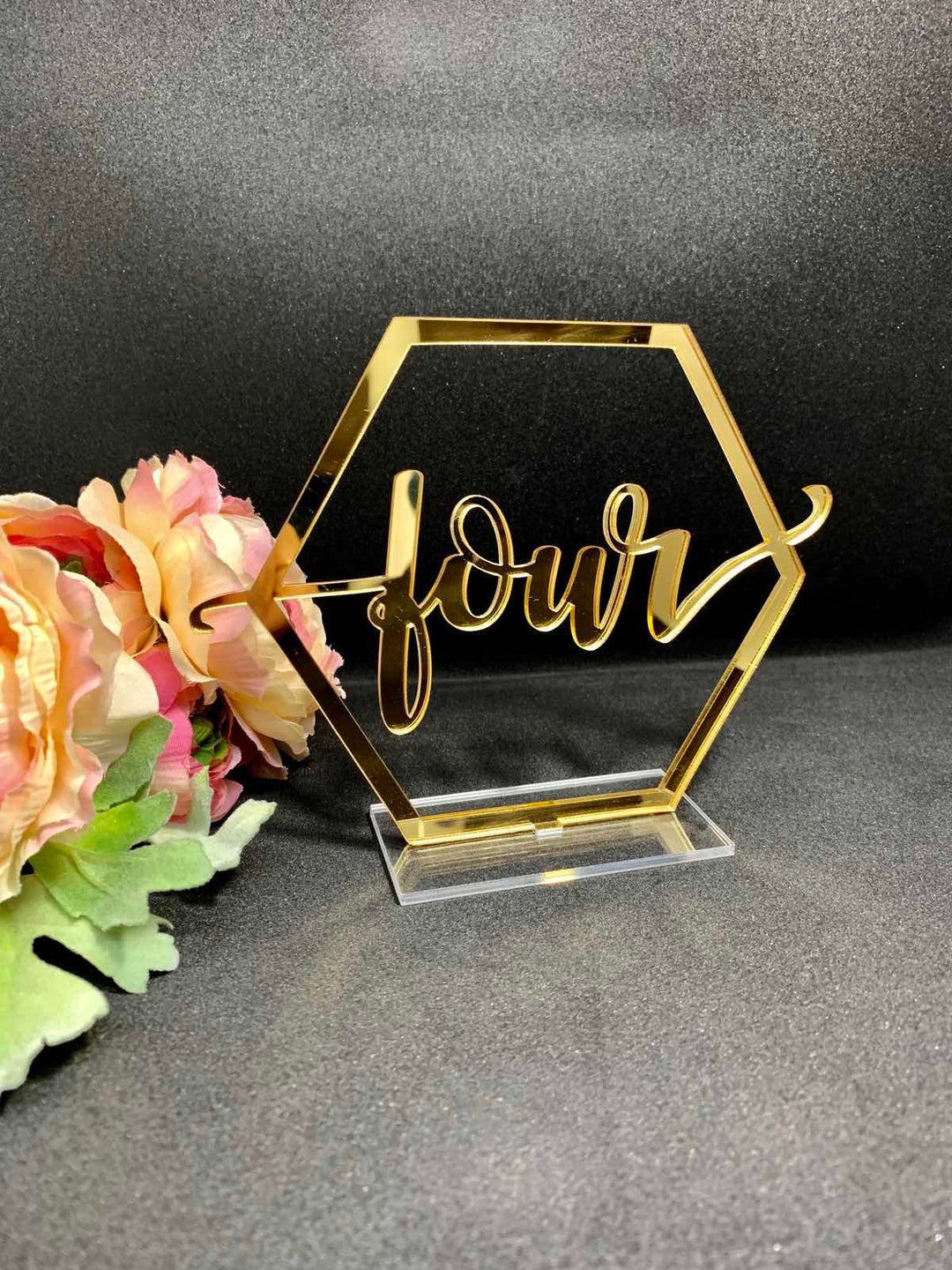 Gold Mirror Acrylic Hexagon Table Numbers.wedding Table Numbers.table ...