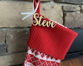 Stocking Name Tag, Personalized Stocking Tag, Wooden Stocking Name Tag, Gift Tags, Name Tags for Christmas Stocking, Custom Name Tags decor