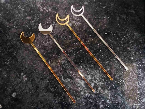Moon Drink stirrers GOLD MIRROR Cocktail accessories-Personalised swizzle stick -Please Enter your phone number in the "NOTE to the seller"