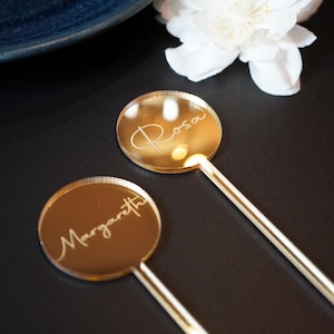 Drink stirrers gold Drink wedding stirrers Birthday stirrer Wedding Personalized swizzle sticks Name stirrers Bridal shower Custom charms
