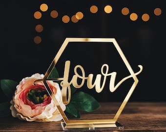 Table numbers,Wedding table numbers ,Acrylic table numbers , Gold table numbers ,Wedding Table Signs , Custom Table numbers Reception Decor