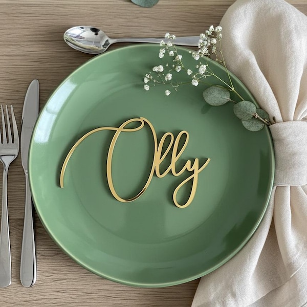 Personalized Wedding Place Cards | Laser Cut Wooden & Acrylic Name Place Cards, Custom Wedding Table Decor