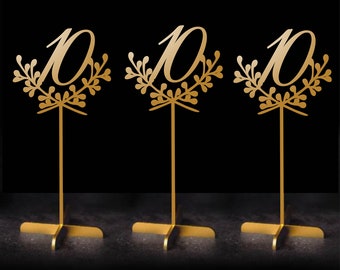 Gold Table Numbers for Wedding, Table Numbers Wedding, Wooden Table Numbers, Rustic Wedding Decor, Wedding Reception Centerpiece Custom