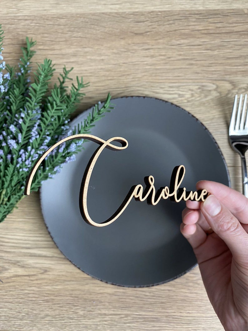 Wooden Place Names Settings Custom Wood Wedding place Etsy