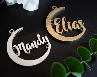 EID Decor Eid Decoration Ramadan Moon Ramadan Mubarak sign Ramadan Kareem Ramadan Eid moon Custom Wood Personalized Ornament  Laser cut name
