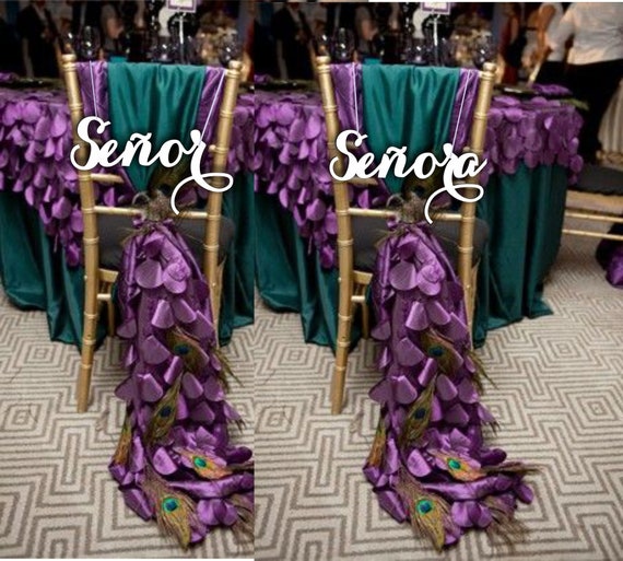 Señor and Señora Signs - Wooden Wedding Sign - Wedding Chair Signs - Spanish  - Please Enter your phone number in the "NOTE to the seller"
