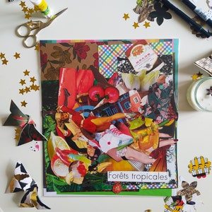 Kit de Collage Artistique Décalé et Fun - 50+ Découpages Vintage Colorés et Modernes - Scrapbooking Créatif et Journaling DIY - Grand Format