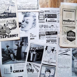 Old French Advertisements&#39; Pages from 1930-Newspapers - For Collage, Journaling, Scrapbooking, Decoration, Framing, Collection & Creativity