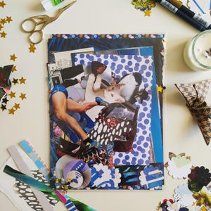 Kit per Collage Artistico Creativo - Tema Cielo e Nuvole - Illustrazioni e Ritagli vintage e moderni - Materiale Scrapbooking Art Journaling