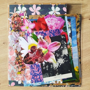 Set XXL di carta fantasia - Motivi floreali e artistici - Materiale creativo poetico per collage, journaling, scrapbooking e fai da te