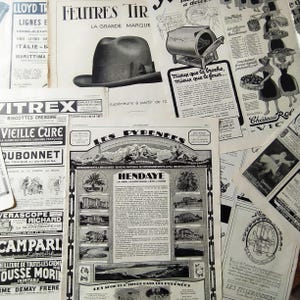 Old French Advertisements&#39; Pages from 1930-Newspapers - For Collage, Journaling, Scrapbooking, Decoration, Framing, Collection & Creativity