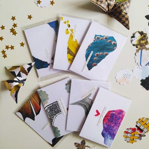 Cartes Collage avec Message Poétique et Original à offrir - Réalisées à la main sur papier Canson épais 15x10cm - Livraison offerte