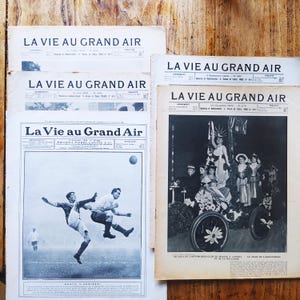 La Vie au Grand Air - Old Vintage French Newspapers from 1900&#39;s - For Collage, Decoupage, Scrapbooking, Journaling, Decoration, Collection