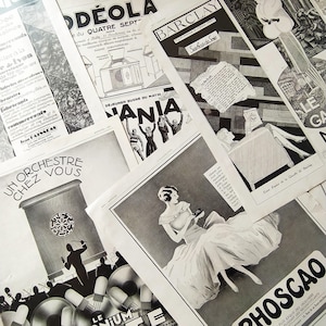 Old French Advertisements&#39; Pages from 1930-Newspapers - For Collage, Journaling, Scrapbooking, Decoration, Framing, Collection & Creativity
