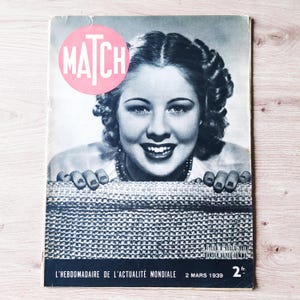 Rivista francese vintage Paris Match - Giornali d'epoca degli anni '30 - Per collage, decoupage, scrapbooking, decorazione, collezionismo