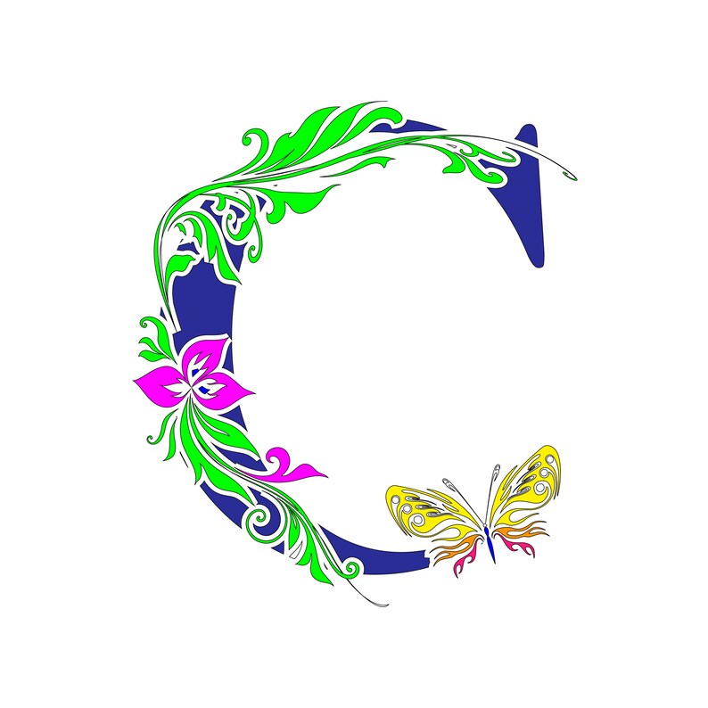 Download Botanical Alphabet C Floral Alphabet Flower Botanical Vintage Letter Lettering Svg Eps Png Clipart Vector Tattoo Cricut Cut Cutting Kits How To Collage