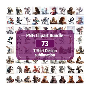 Funny Animal PNG Bundle – 73 Cute & Hilarious Cartoon Pet Sublimation Files for T-Shirts, Mugs and More – Digital Download