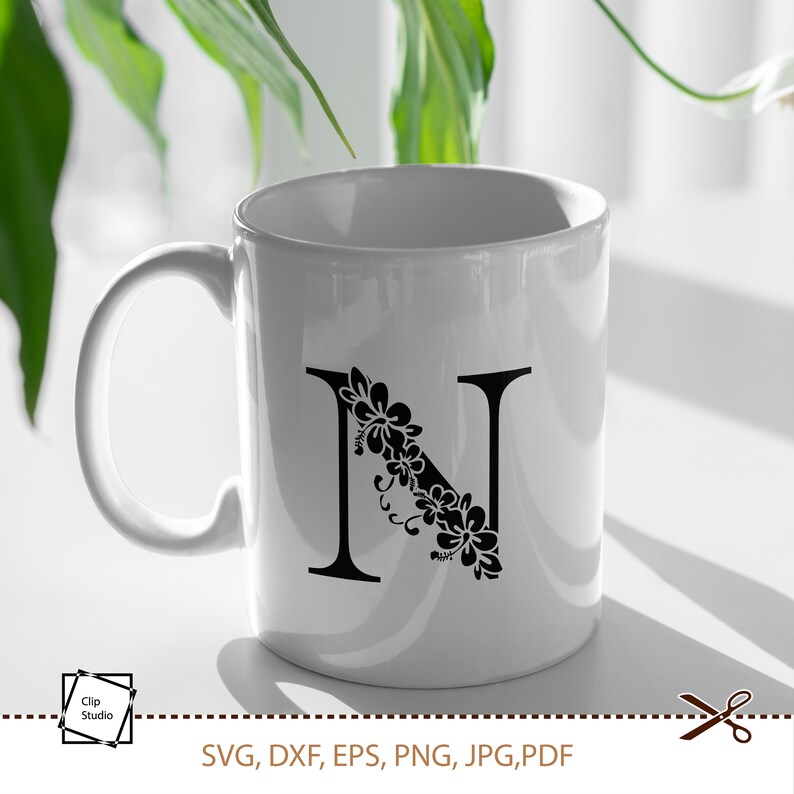 Download Botanical Alphabet Svg Silhouette Svg Vinyl Cut Dxf Papercut Wedding Monogram Svg Svg Floral Letter N Svg Cut File Cricut Svg Png Papercraft Card Making Stationery Efp Osteology Org