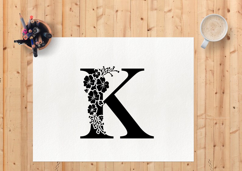 Download Botanical alphabet svg. Floral letter K svg. Cut file SVG ...
