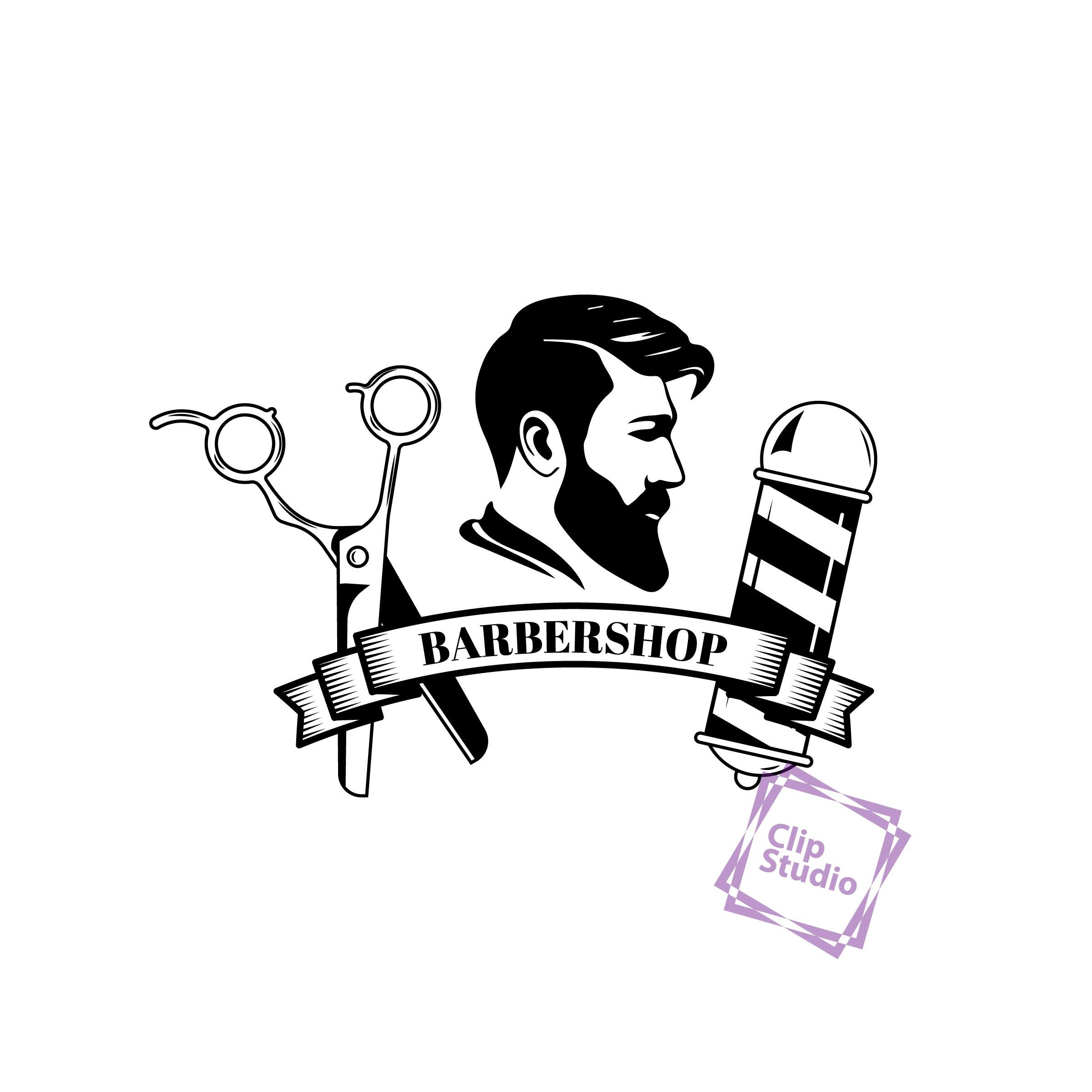 Barber Shop Logo 3 Classic Label Sticker Business Shave Man - Etsy