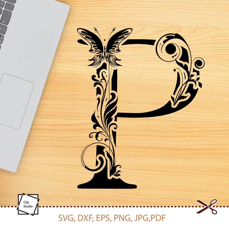 Botanical alphabet svg. Floral letter P svg. Cut file SVG ...