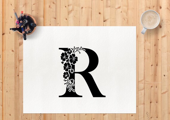 Botanical Alphabet Svg Floral Letter R Svg Cut File Svg Etsy