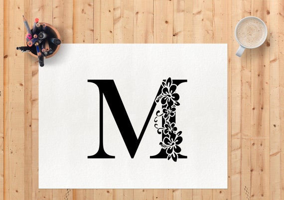 Botanical Alphabet Svg. Floral Letter M Svg. Cut File SVG 