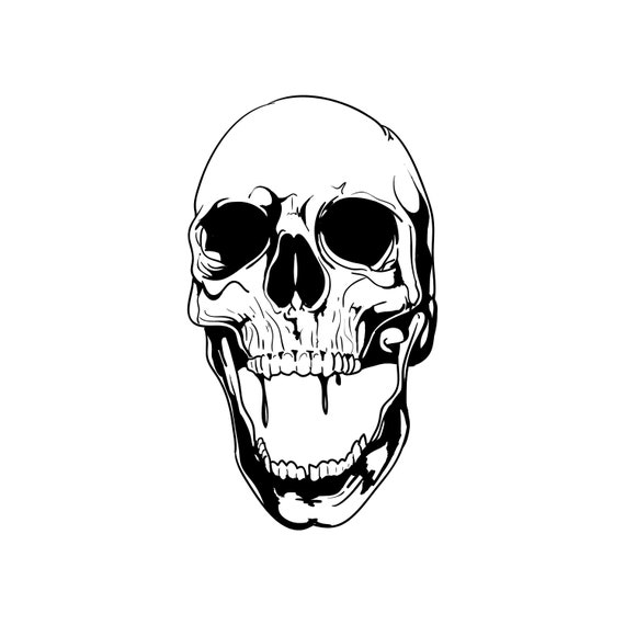 Череп с открытым ртом эскиз