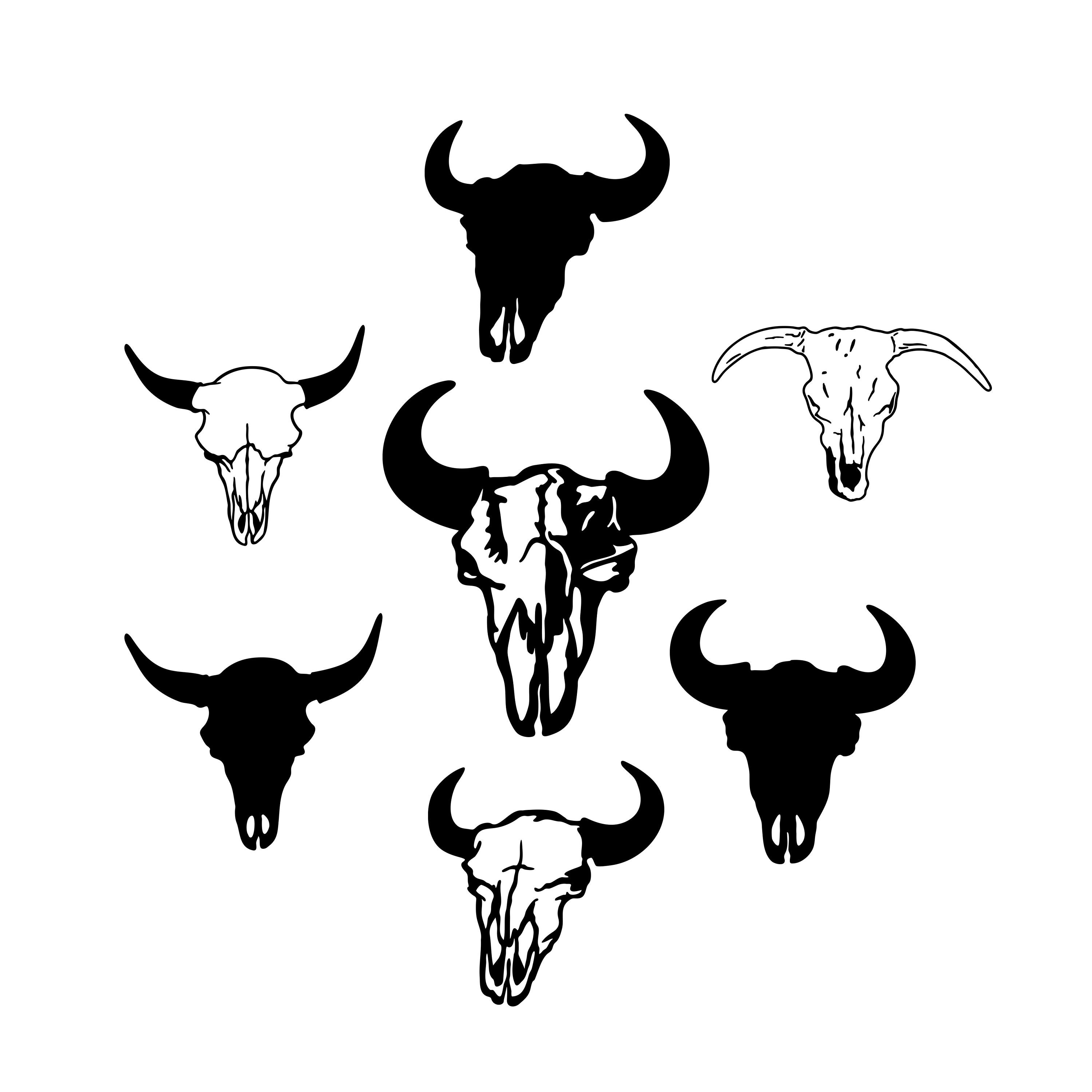 Cow Skull Graphics SVG Dxf EPS Png JPG Pdf Vector Art Clipart Etsy