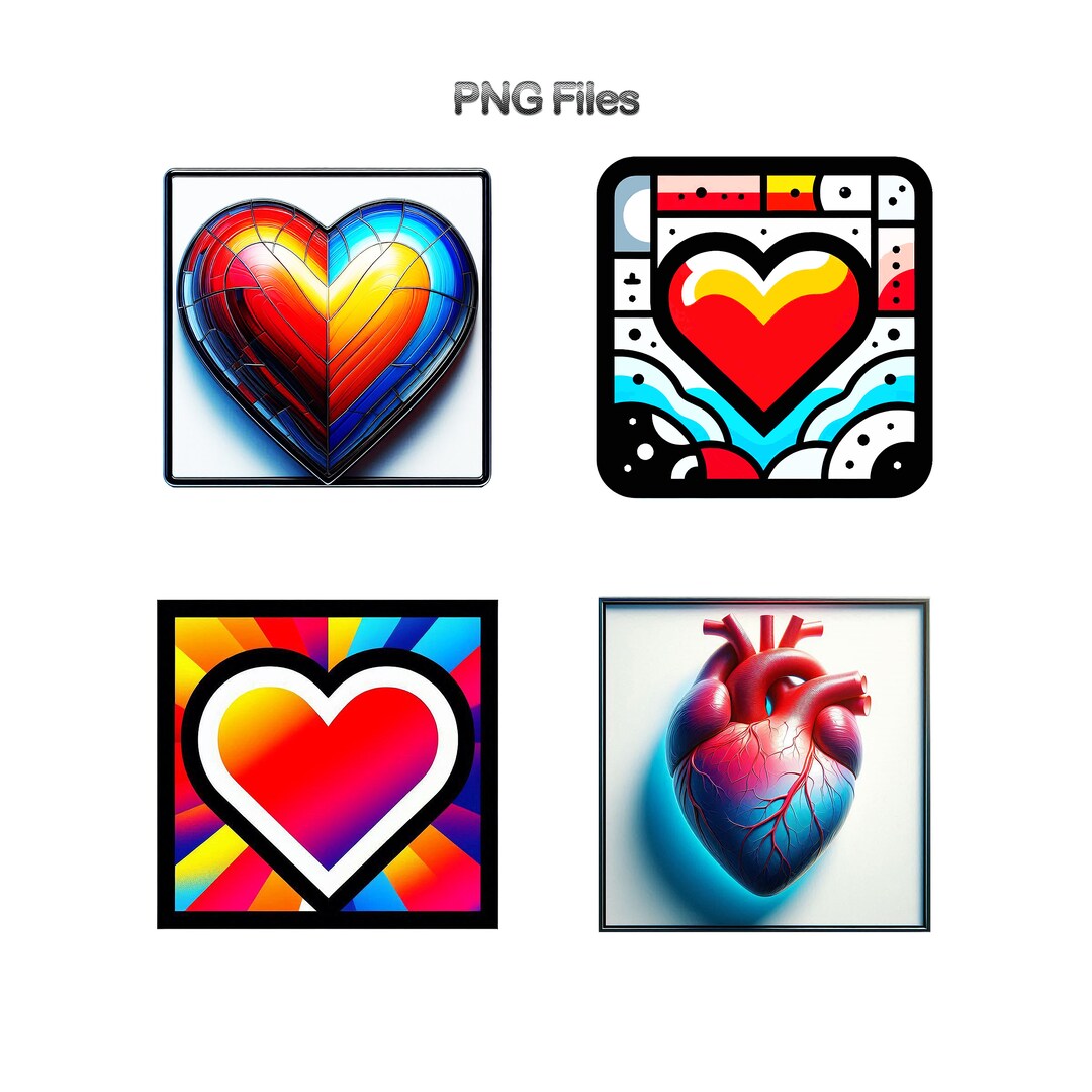 Transparent Heart Clipart Set Sublimation PNG Bundle Download - Etsy