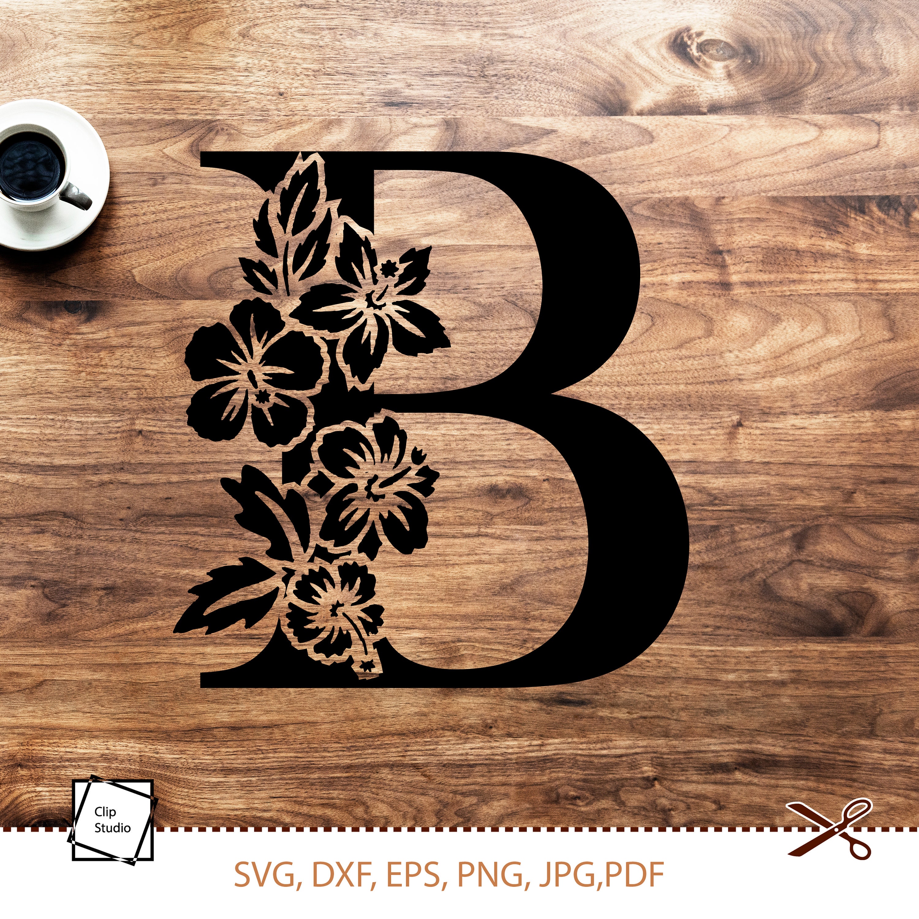 Botanical alphabet svg. Floral letter B svg. Cut file SVG | Etsy