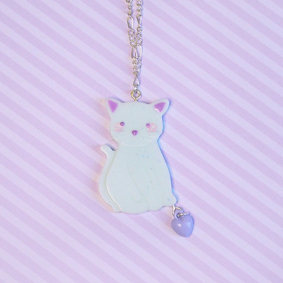 Suzy Kot Kitty Naszyjnik żywicy Spadająca Gwiazda Pastel Etsy