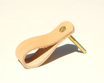 Knob, drawer handle or furniture door - leather 3-4mm