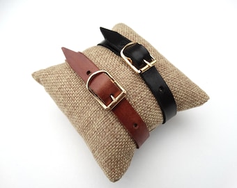 Vegetable tanned leather bracelet 1.2cm