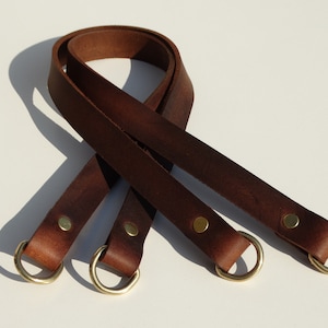 Thick brown oiled leather bag handles (pair) 2 cm