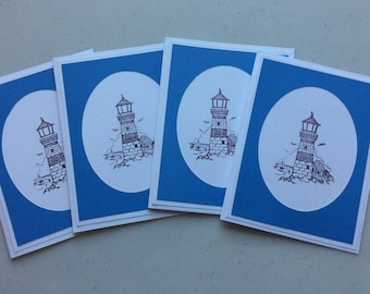 Set of 4 Blank Notecards - Lighthouse