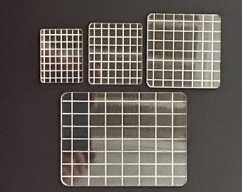 Clear Acrylic Stamp Blocks With Gridlines - Various Sizes Available