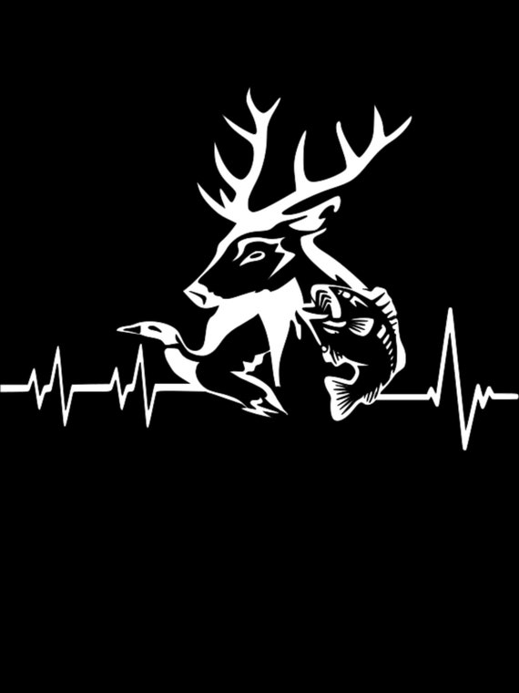 Download Deer Fish Duck Heartbeat Vinyl Decal Free Shipping Etsy