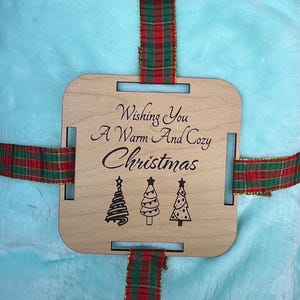 Personalized Wood Blanket Tag - Wishing You A Warm And Cozy Christmas