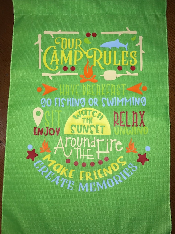 12 X 18 Personalized Camping Flag Camp Rules 