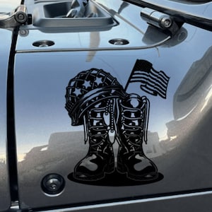 Combat Boots With Hat And Flag - Vinyl Decal