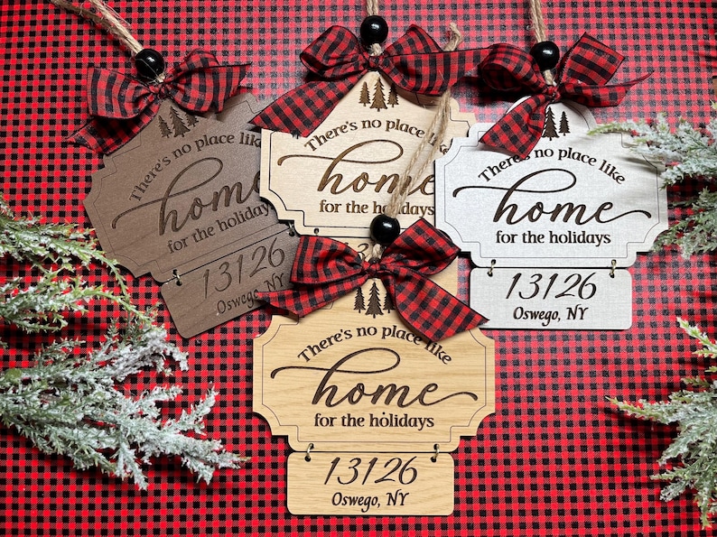 Custom Address / Town / Zip Code Ornament There's No Place Like Home